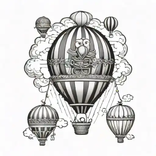 elmo in a hot air balloon tattoo design idea