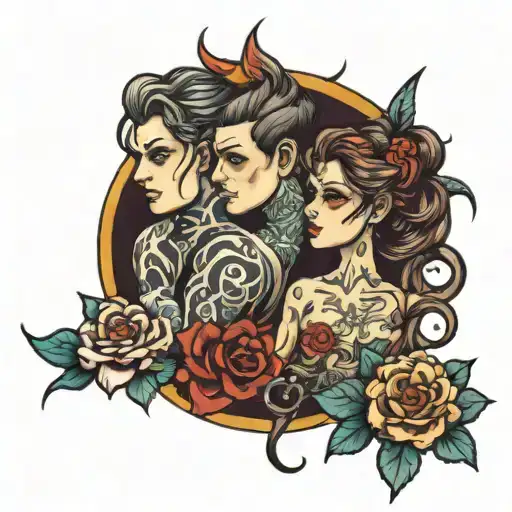 cousins intertwined tattoo design idea