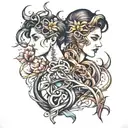 cousins intertwined tattoo design idea