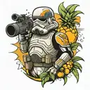  storm trooper holding pineapple grenade tattoo design idea