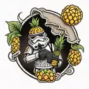  storm trooper holding pineapple grenade tattoo design idea