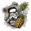  storm trooper holding pineapple grenade tattoo design idea