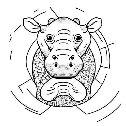 cute hippopotamus tattoo design idea
