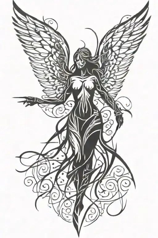 broken angel tattoo design idea