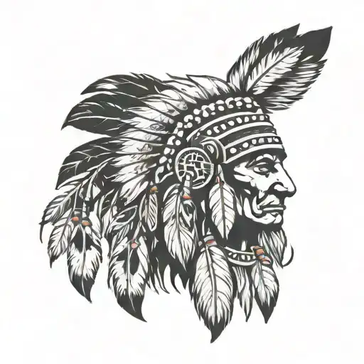 a paw print, an Indian chief, and a Trojan warrior tattoo design idea