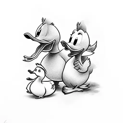 Dagobert Duck with a colt tattoo design idea