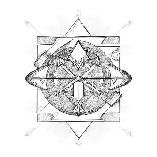 bow and arrow set tattoo design idea