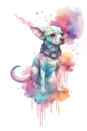 outter space galaxy background, with a alien spaceship in the background.. with a  space dog peeing on a assorted tattoo design idea