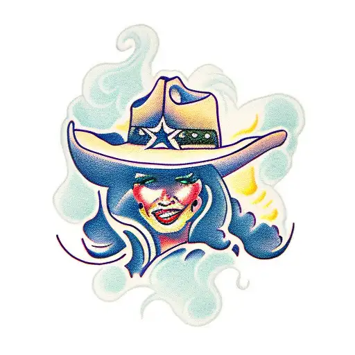 cowgirl western punchy tattoo design idea
