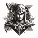 Dark Link from Zelda in a unique and abstract style tattoo design idea