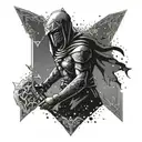 Dark Link from Zelda in a unique and abstract style tattoo design idea