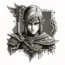 Dark Link from Zelda in a unique and abstract style tattoo design idea