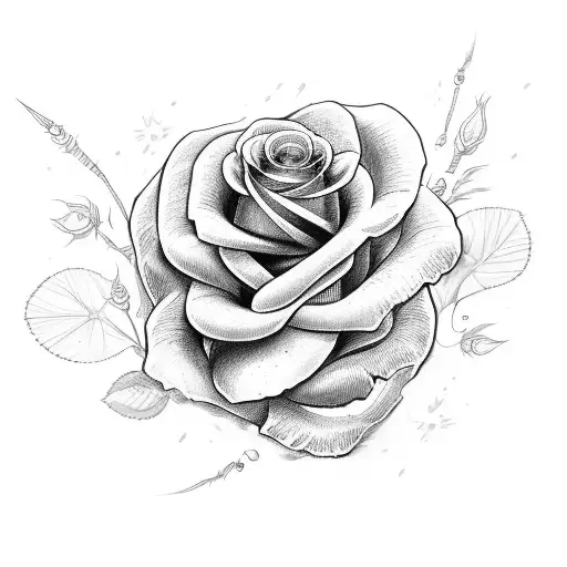 caveira com rosas, relógio e espada tattoo design idea