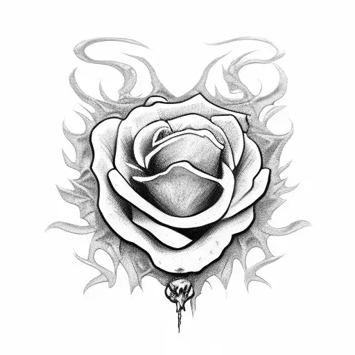caveira rosas relógio espada tattoo design idea