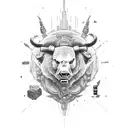 trading bull vs bear as ying yang tattoo design idea