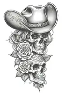 cowgirl western rose viking wild west cowboy skull tattoo design idea