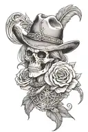cowgirl western rose viking wild west cowboy skull tattoo design idea