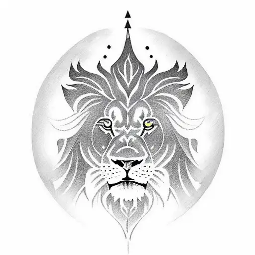 Generate a tattoo design that incorporates symbols representing strength, such as a lion or a tree, symbols of knowledge tattoo design idea