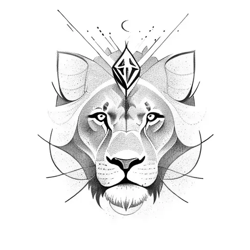 Generate a tattoo design that incorporates symbols representing strength, such as a lion or a tree, symbols of knowledge tattoo design idea