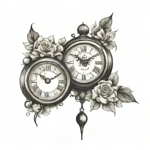 Two clock one family betwenn the clock tattoo design idea