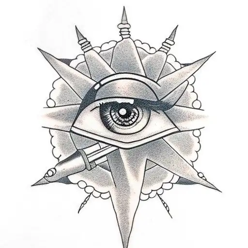 Eye and pentagram  tattoo design idea