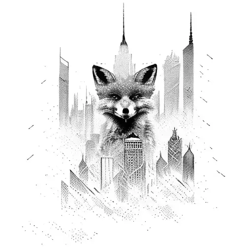 fox nyc skyline tattoo design idea