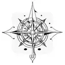 pirate ship, compass, anchor tattoo design idea