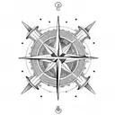 pirate ship, compass, anchor tattoo design idea