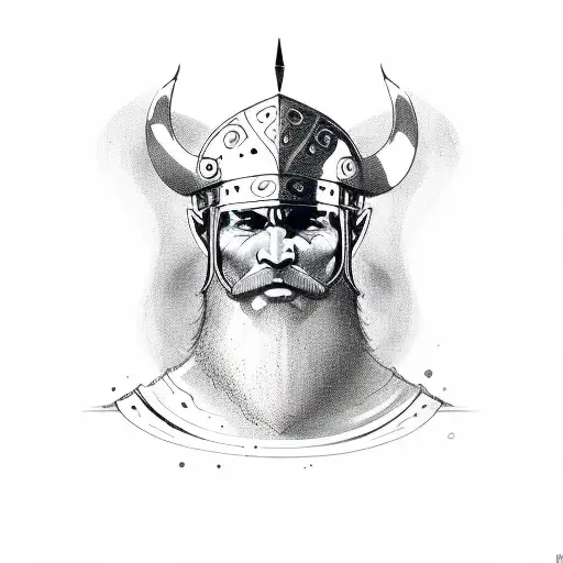 viking with the letters c, r, e, and n embedded tattoo design idea