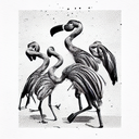 mandrills singing, bees stinging as pink flamingos lay dead on the ground tattoo design idea