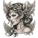 Sagittarius goddess sexy woman face tattoo design idea