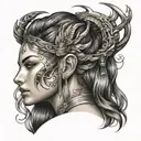 Sagittarius goddess sexy woman face tattoo design idea