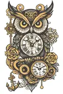 owl, anchor, clock   tattoo design idea