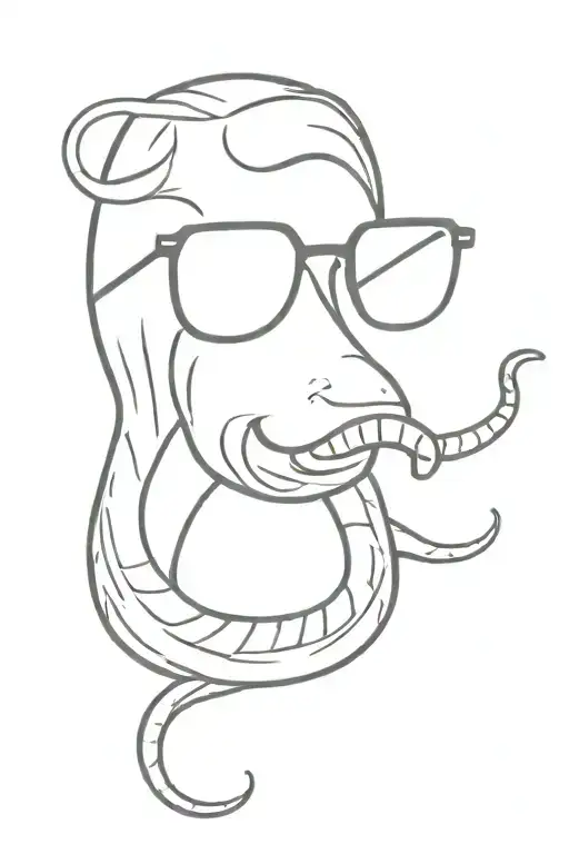 earth worm wearing sunglasses tattoo design idea