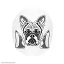 A boxer throwing a punch with a wolf's silhouette in the background tattoo design idea