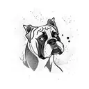 A boxer throwing a punch with a wolf's silhouette in the background tattoo design idea