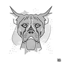 A boxer throwing a punch with a wolf's silhouette in the background tattoo design idea