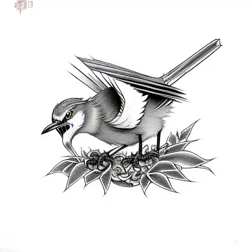 epic angry mockingbird in a battle with the grim reaper that has a smiley face. ¨ tattoo design idea