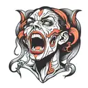 evil woman face screaming  tattoo design idea