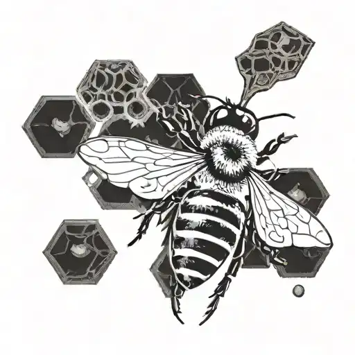 bee and honeycomb tattoo design idea