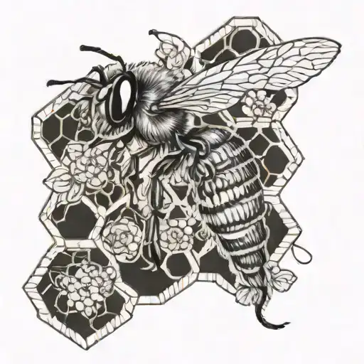 bee and honeycomb tattoo design idea