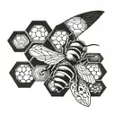 bee and honeycomb tattoo design idea