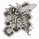 bee and honeycomb tattoo design idea