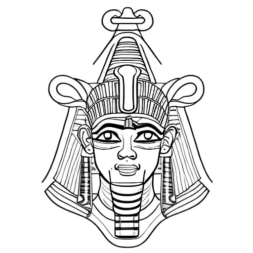 An Egyptian pharaoh's headpiece adorned with snakes and flowers tattoo design idea