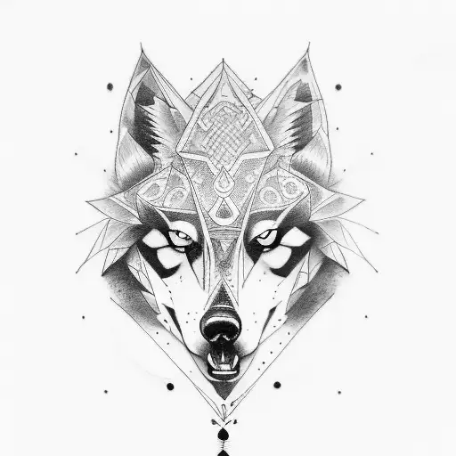 A tattoo featuring a crow and a wolf tattoo design idea