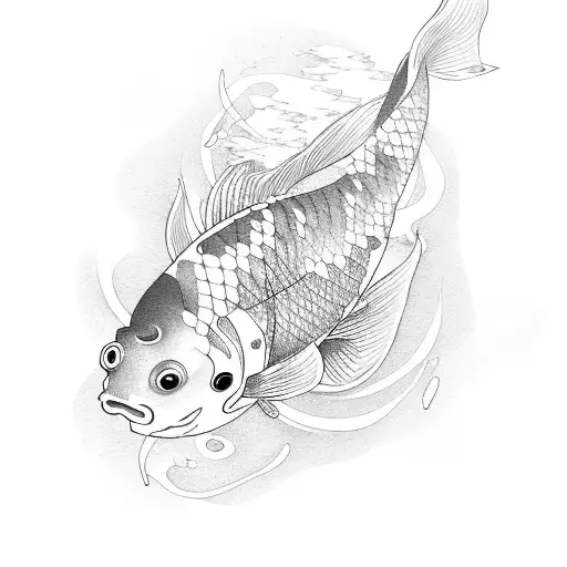 A serene koi fish surrounded by a delicate sakura tree tattoo design idea