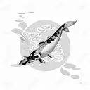 A serene koi fish surrounded by a delicate sakura tree tattoo design idea