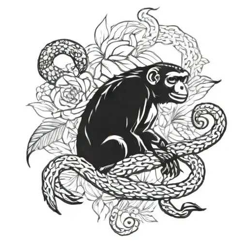 love between bonobo and scorpion tattoo design idea