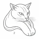 cat reaching out to binary code of question mark   tattoo design idea