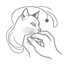 cat reaching out to binary code of question mark   tattoo design idea